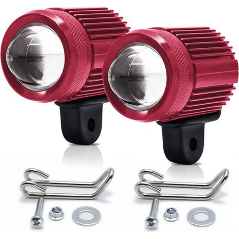 Lot de 2 phares longue portée LED pour moto, feux de route et antibrouillards bicolores (blanc 6000K et jaune 3000K), 30 W, pour moto, voiture, tracteur, camion, quad, SUV et bateau. (1/5)