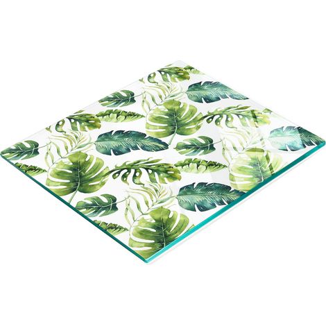Tabla de cortar de cristal para cocina con estampado de hojas tropicales, 60x52 cm. (1/5)
