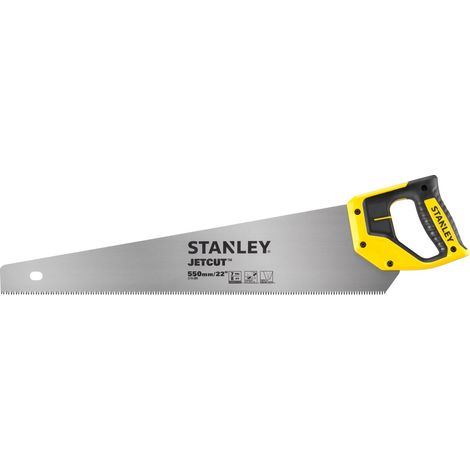 Stanley – Scie égoïne JETCUT 550mm HP – 7 dents/pouce – Traitement HARDPOINT pour longévité – Poignée ergonomique bimatière