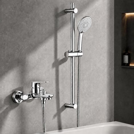 Mitigeur de salle de bain avec douchette – Modèle 202033 – Acier inoxydable – Design moderne et élégant (1/5)