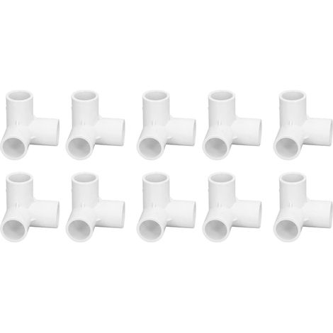 10 Pièces 3 Voies PVC Raccords de Tuyauterie 0.8in Plastique 90 Degrés Coin Coude Raccord Té Connecteur 20mm Diamètre Intérieur(Blanc) - (1/5)