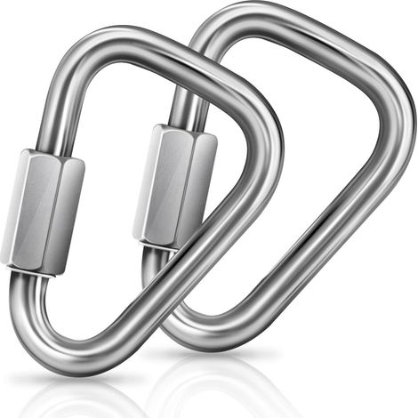 Mousqueton de Sécurité 2 Pièces - M8 / M10 12kN/28kN Résistant en Acier Inoxydable, Grand Mousqueton pour Hamac, Balançoire, Camping, Randonnée, Cercle Aérien, Karabiner, CC0082 EN362 (1/5)