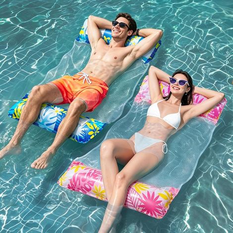 Bouee Piscine Adulte, 4 in 1 Matelas Piscine Gonflable, XL Hamac Gonflable Piscine, Matelas Filet Piscine, Matelas Gonflable Piscine, Bouée Piscine Gonflables Piscine (1/5)