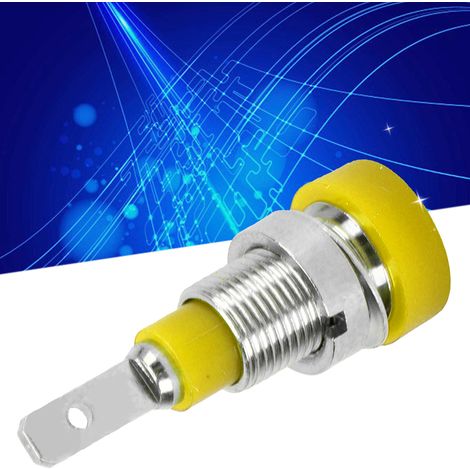J.40004 Hochwertiger 2-mm-Bananenstecker aus Vollkupfer, 2-mm-Panelstecker, 8-mm-Panelöffnung, verkauft in 10er-Packungen (gelb). (1/5)