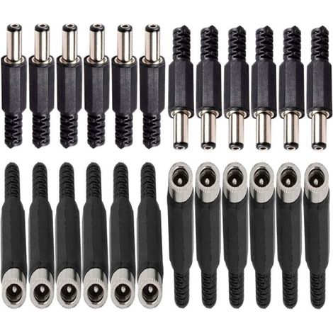 12 Pcs connecteurs DC Montage Panneau Prise 2,1mm x 5,5 mm/2,5mm x 5,5 mm,12 Prise connecteur Femelle 5,5 mm x 2,5 mm /2,1mm x 5,5 mm-DOU