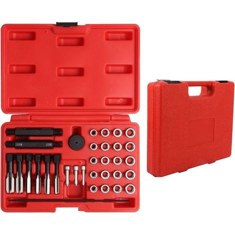 Kit réparation filetage bougie préchauffage 33 pièces – outil retrait bougie – guide pilote – inserts filetage M8 M10 M12 (1/5)