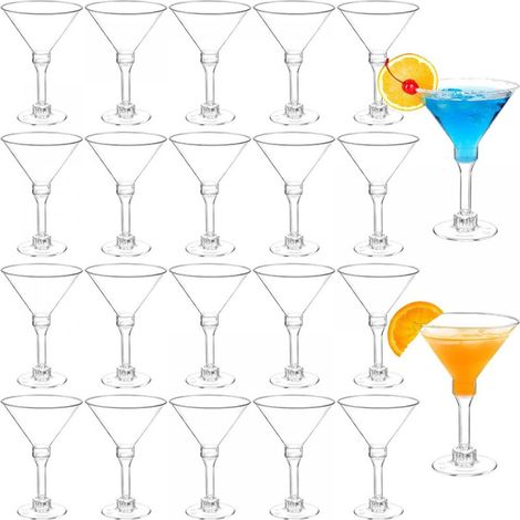 Lot de 60 verres à martini en plastique transparent de 15 cl (5 oz), parfaits pour les fêtes, mariages et anniversaires : verres à martini transparents (1/5)