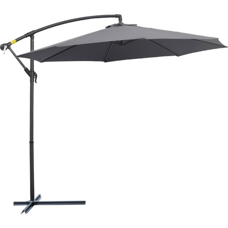 Easycomfort Ombrellone da Giardino 3x2.5 m a Braccio e Inclinabile con Manovella, in Acciaio e Poliestere Grigio (1/5)