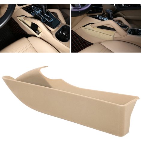 Rangement pour Porsche Cayenne 2018-2020 : Boîte de rangement beige sur l’accoudoir latéral du levier de vitesses. (1/5)
