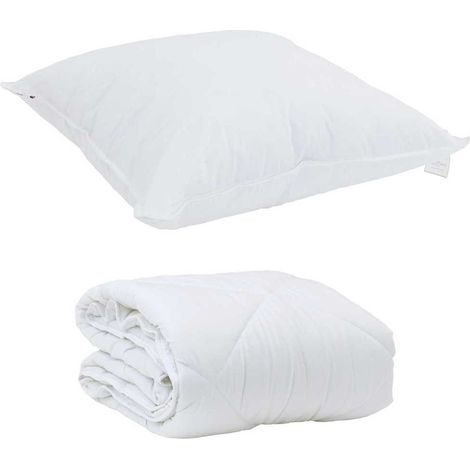 Duvet toutes saisons avec oreiller 2 pcs,Couette Blanc Microfibre CFW23049 (1/5)