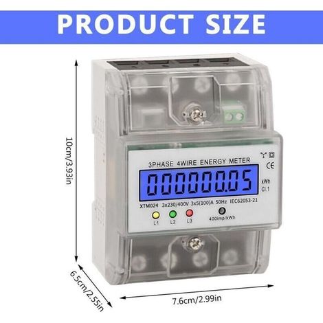 Compteur Électrique Intelligent 5 100A Affichage LCD Numérique Triphasé, Consommation Énergétique pour Sous Comptage (1/5)