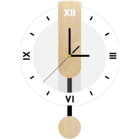 Horloge murale acrylique et bois, silencieuse, sans tic-tac, à piles, pendule, chiffres romains, moderne, pour salon cuisine bureau (28,5 × 39 cm) (1/5)