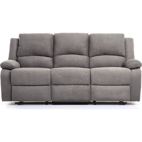 Loungitude – Canapé de relaxation électrique 3 places microfibre – Inclinaison jusqu'à 170° – Repose-pieds synchronisé – Confort optimal