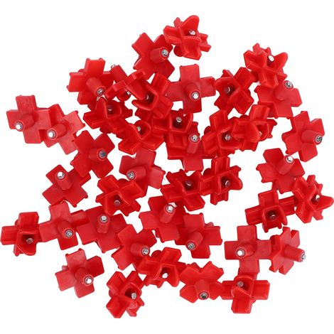 Lot de 40 tétines d'abreuvoir automatiques en plastique et acier pour volailles, avec foret pour seaux et poulaillers (rouge). (1/5)