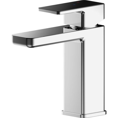 Square Eco Mono Basin Mixer Tap & Push Button Waste - Chrome