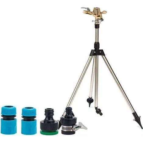 Tripod Sprinkler, Oscillating Sprinkler, Garden Watering Gun, Brass Telescopic Tripod Garden Sprinkler, 360 Degree Automatic Rotating Sprinkler for Yard, Gia MUMU