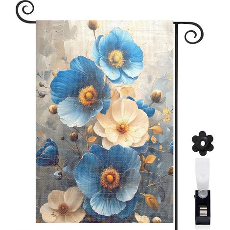 Drapeau de jardin extérieur décoration extérieure toile durable double face 30 x 45 cm pour balcon terrasse (1/5)