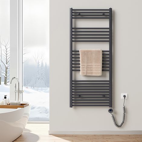 Sèche-Serviette électrique Wi-Fi avec Résistance Intelligente, 600W, 140x60cm, Anthracite Radiateur Mural Salle de Bain Heilmetz