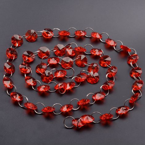 Perles acryliques cristal octogonales 1m, guirlande rouge pour mariage, Noël, fête, décoration suspendue (1/3)
