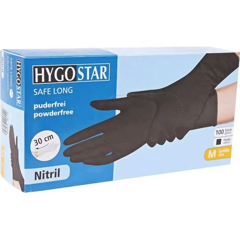 Hygostar "Safe Long" Nitril-Handschuhe Schwarz 100 Stück (1/3)