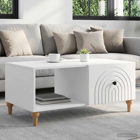 vidaXL Table basse Blanc brillant 90 x 50 x 40 cm Bois d'ingénierie (1/5)