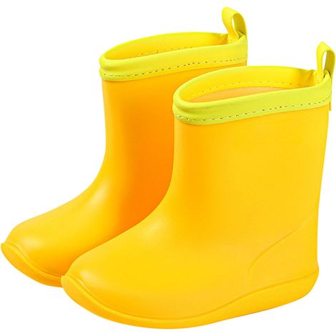 Bottes De Pluie En Caoutchouc - Antidérapantes - Pour Enfants - Légères Avec Poignées - Jaune - Taille 24