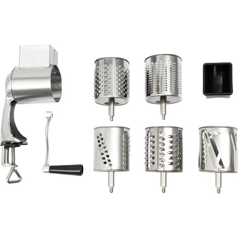 Râpe rotative, acier inoxydable, 5 lames à tambour, Argent (1/2)