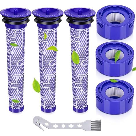 V7 V8 Filter für Dyson,Ersetzt Filter und Vorfilter für Dyson V8 V7 Animal Absolute Motorhead Staubsauger,3 HEPA-Nachmotorfilter-Kit & 3 Vorfilter Ersatzfilterkit 965661-01&967478-01 (1/5)