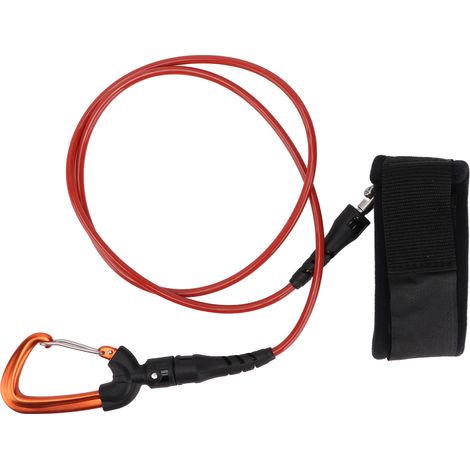 Sicherheitsleine für Freitaucher mit Handgelenkschlaufe und Karabiner, orange, für Unterwassersportarten (1/5)