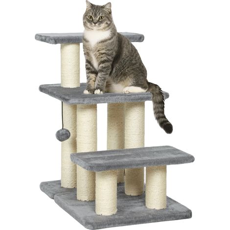Escaliers pour chats, Hauteur réglable, Griffoirs, Gris (1/2)