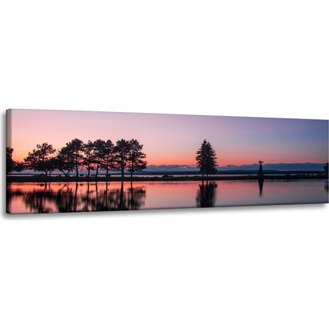 Lienzo impreso "Atardecer sobre el agua" 120x40 cm