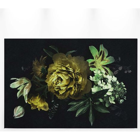 Tableau à fleurs vert & noir | Tableau fleuri pour chambre adulte | Tableau sur toile parfait pour bureau couloir & salon 0,9 x 0,6 m (1/5)