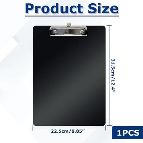 Porte Bloc,Porte Bloc A4,Porte Bloc A4 Avec Pince,Porte Documents A4,Support Feuille Avec Pince,Support Feuille A4, Avec Porte Stylo,31,5 Cm X 22,5 Cm(Noir) (1/5)
