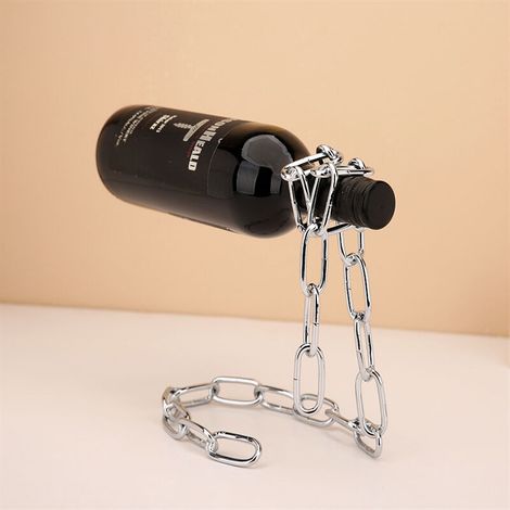 Chaîne Porte-Bouteille Magique - Compatible avec Bouteilles de Vin et Autres Bouteilles en Verre - Porte-Bouteille en Métal - Objet Décoration Fête Imitation Chaine (1/4)