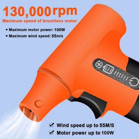 Ventilador portátil SJLERST con motor sin escobillas, potente ventilador turbo de 130.000 RPM, soplador de aire comprimido con puerto de carga tipo C, herramienta de limpieza de teclados. (1/3)