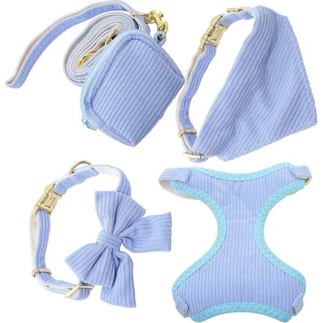 Conjunto de collar, arnés y correa para perros pequeños con soporte para bolsas de excrementos (4 unidades) (1/5)