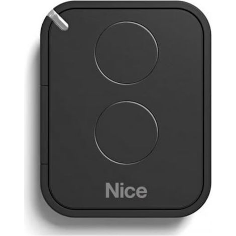 Télécommande NICE FLO2RE pour automatismes de portails et portes de garage, émetteur ON2E/A à deux boutons (compatible avec NICE RB400 et RB1000), couleur noire (1/4)
