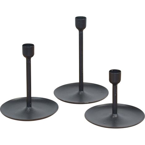 Juego de 3 candelabros de metal negro – Para velas largas (velas no incluidas) DEC050045