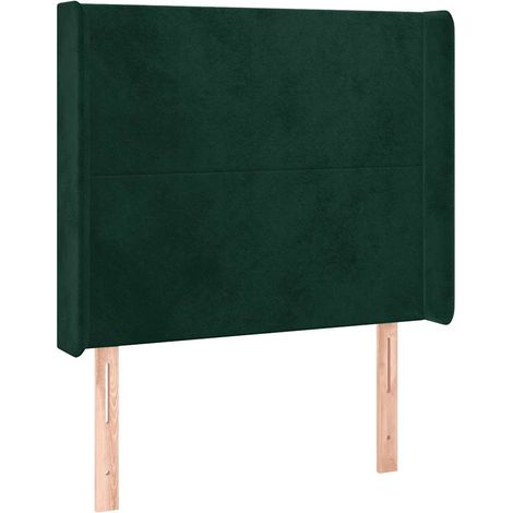 Testiera Testata del letto ad Orecchio Verde Scuro 93x16x118/128 cm in Velluto (1/5)