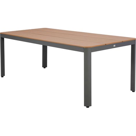 Table en aluminium 200 x 90 cm coloris anthracite revetement bois composite