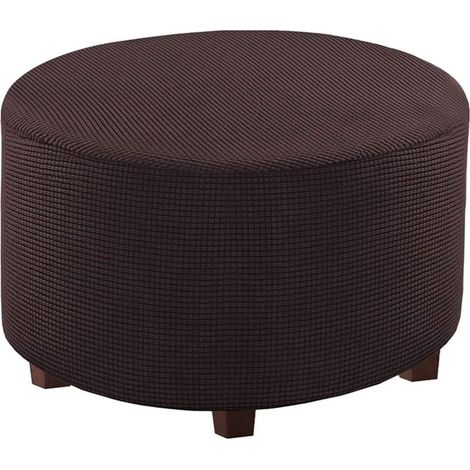 Housse de Protection - Pour Repose-pieds et Pouf - En Polyester Jacquard Extensible - Antidérapante avec Fermeture Élastique - Marron - 1 Pièce (1/3)