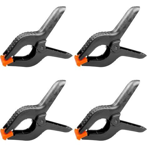 4 pièces 6" 158 MM pince a ressort plastique, pince de serrage force de serrage élevée ouverture maximale 65MM, pince serre joint avec mobiles mâchoires pour bois atelier photographie, noir (1/5)