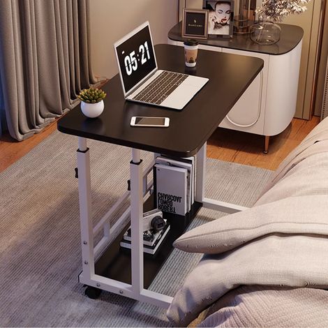 Black Home Bedroom Movable and Liftable Bedside Computer Desk 60cm(W) x 37cm(D) x 90cm(H) (1/5)