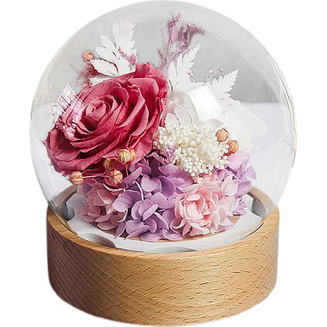 Ewige Rose Spieluhr – Muttertagsdekoration – Rosa runder Deckel (1/2)
