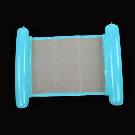 Matelas flottant gonflable plus grand et plus épais, hamac aquatique portable, chaise longue de piscine, photo d'été pour femmes et hommes, bleu (1/5)