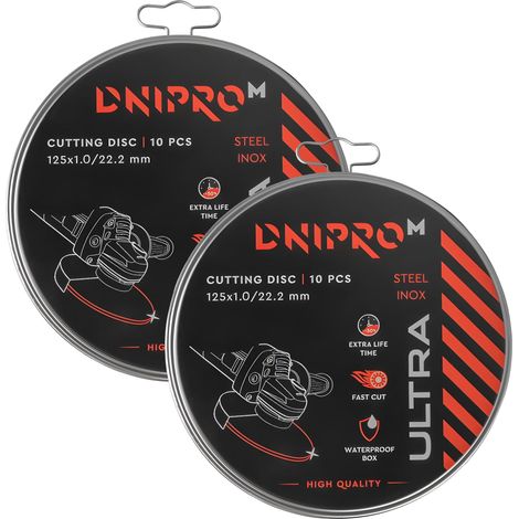 Discos de corte Dnipro-M ULTRA para metal, 125 x 1 x 22,2 mm, reforzados, paquete de 20 unidades (1/3)