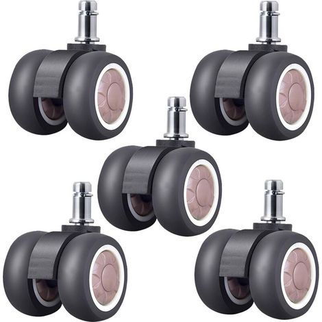 Lot de 5 roulettes universelles silencieuses de 5 cm (2 pouces) en caoutchouc souple TPR pour chaises de bureau et meubles pivotants - RAPANDA (1/5)