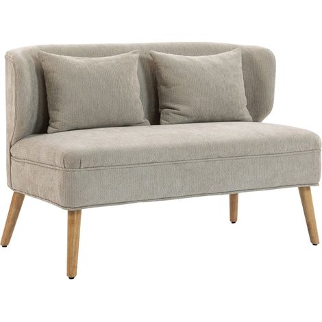Canapé 2 places compact pour petit espace en tissu beige, assise épaisse, dossier enveloppant, pieds en bois, idéal pour salon, chambre ou studio  CHICFURN (1/5)