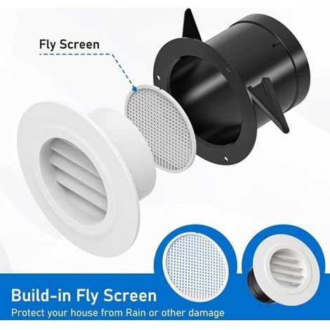Uscita di ventilazione da 150 mm con griglia protettiva - ABS (ø150mm) (1/4)