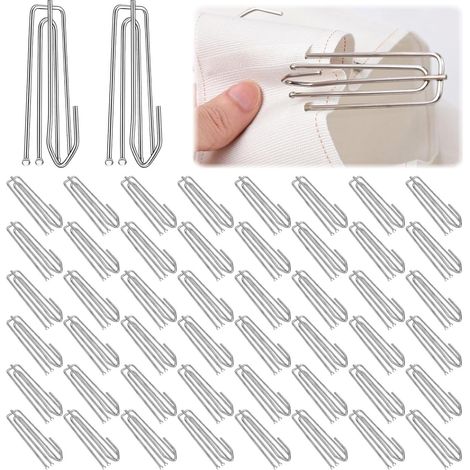 50 Crochets, Acier inoxydable, Pour tringles à rideaux, Usage domestique (1/5)